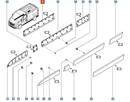 Pièce d'origine Baguette latérale droite pour Renault Trafic III IV Opel Vivaro B Fiat Talento 768546496R