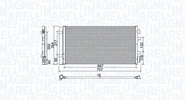 Dessin technique du fabricant — Condenseur de climatisation — Magneti Marelli 350203762000