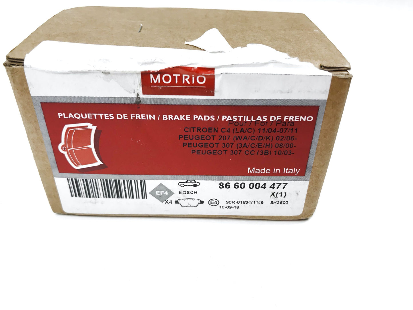 Pièce d'origine plaquettes de frein arrière Motrio pour Citroen C4 8660004477