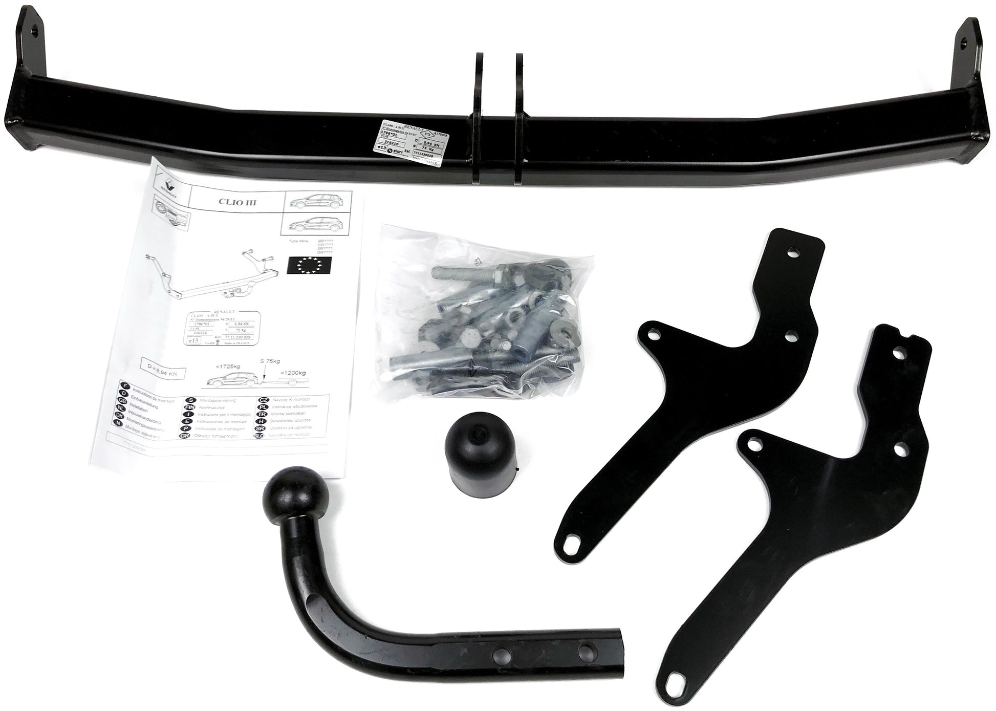 Pièce d'origine Kit complet d'attelage pour Renault Clio III 77114257.