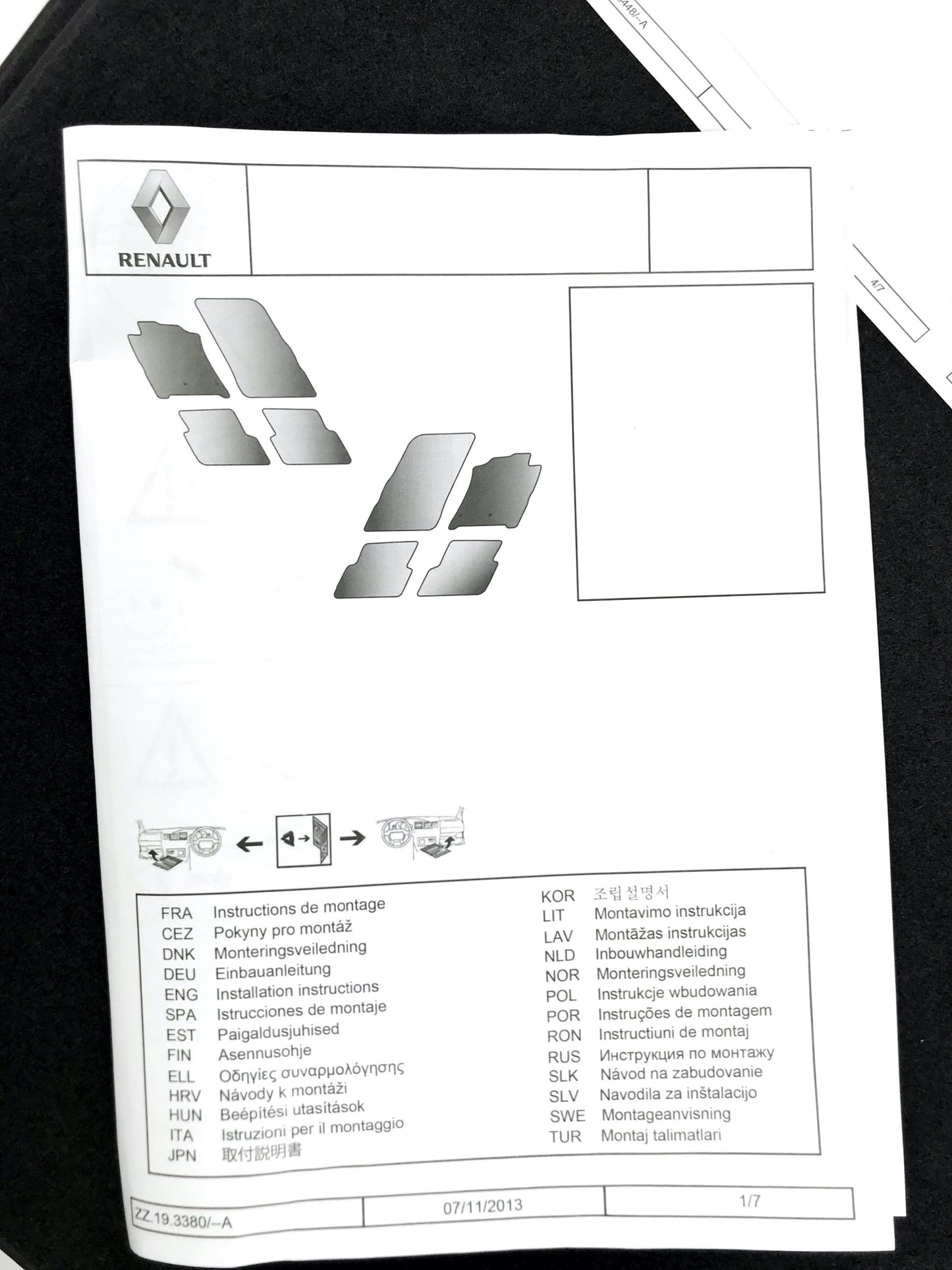 Pièce d'origine Tapis de sol pour Renault Espace V 749027053R