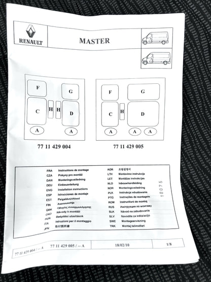 Pièce d'origine Housses de siège Aquila pour Renault Master III 7711429005.