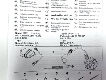 Pièce d'origine Faisceau d'attelage pour Nissan Navara Renault Alaskan 8201707847.