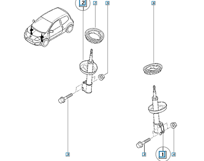 Pièce d'origine Amortisseur avant pour Renault Twingo II 8200750081.