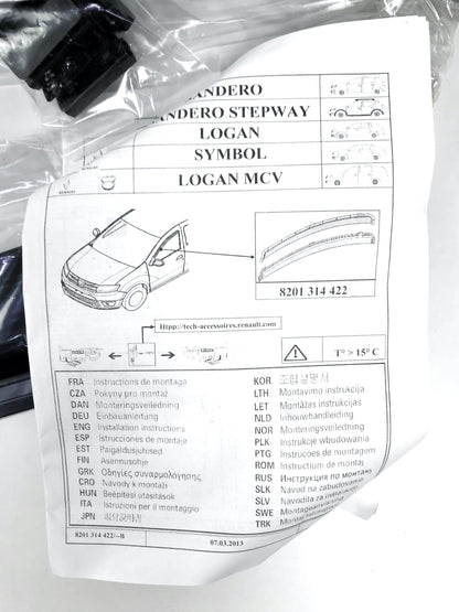 Pièce d'origine Jeu de déflecteurs d'air pour Dacia Sandero Stepway Logan 8201314422.