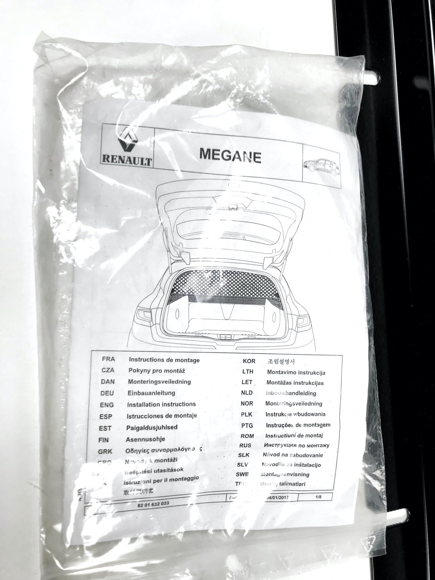 Pièce d'origine Grille de séparation de coffre pour Renault Megane IV Van Societe 8201632033.