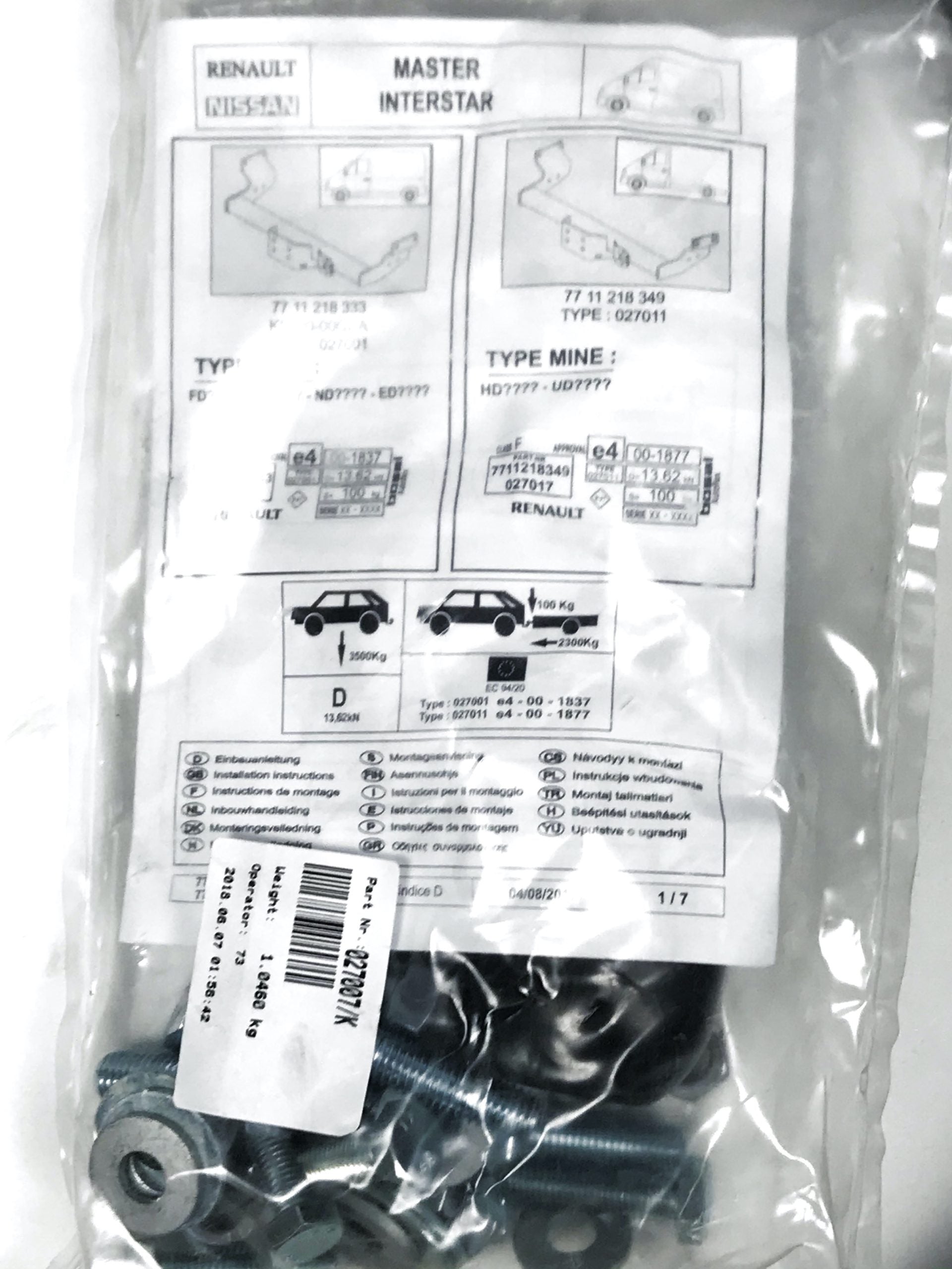 Pièce d'origine Traverse d'attelage pour Renault Master II X70 7711218333.