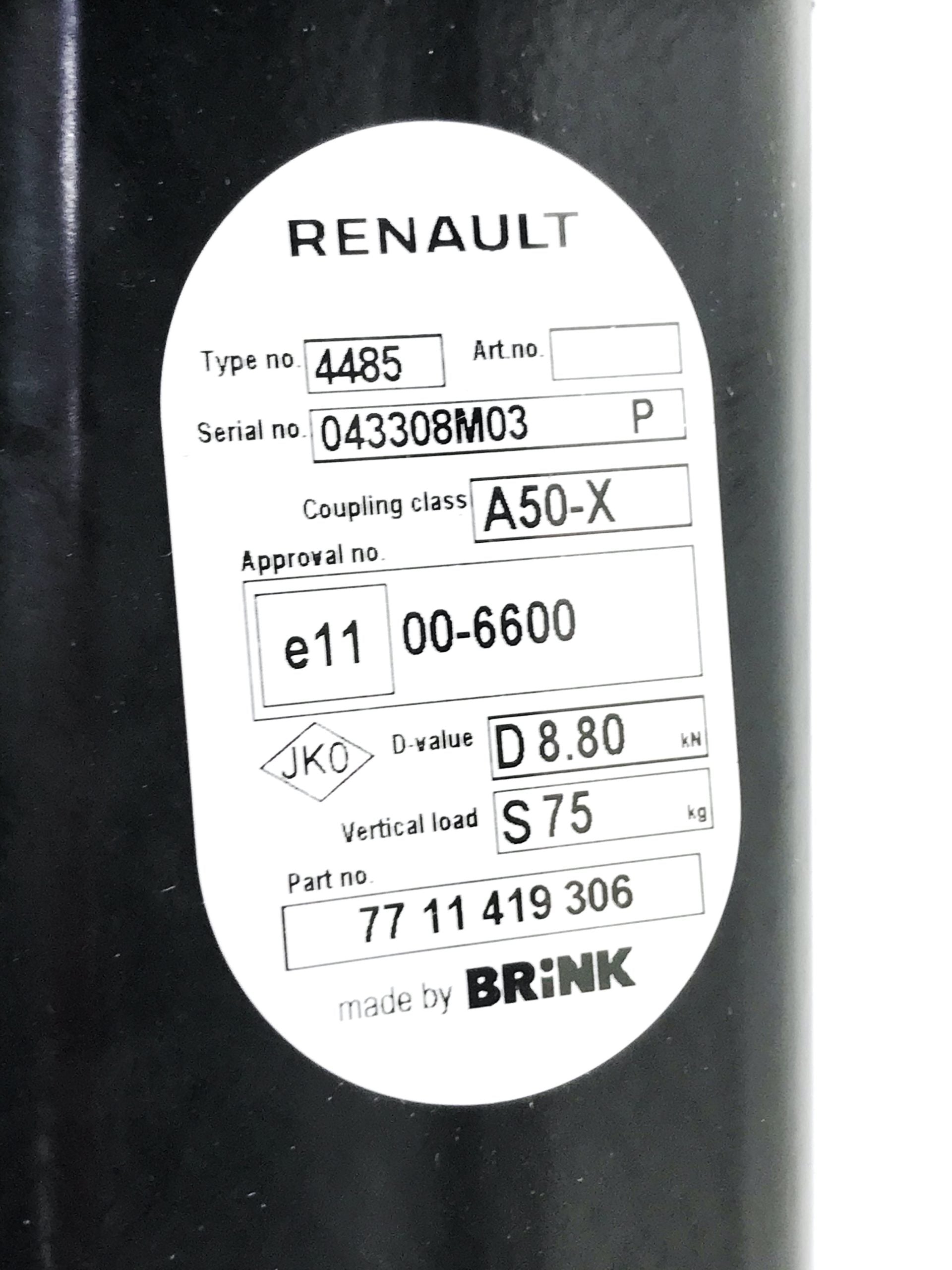 Pièce d'origine Attelage pour Renault Laguna III Liftback 7711419306.