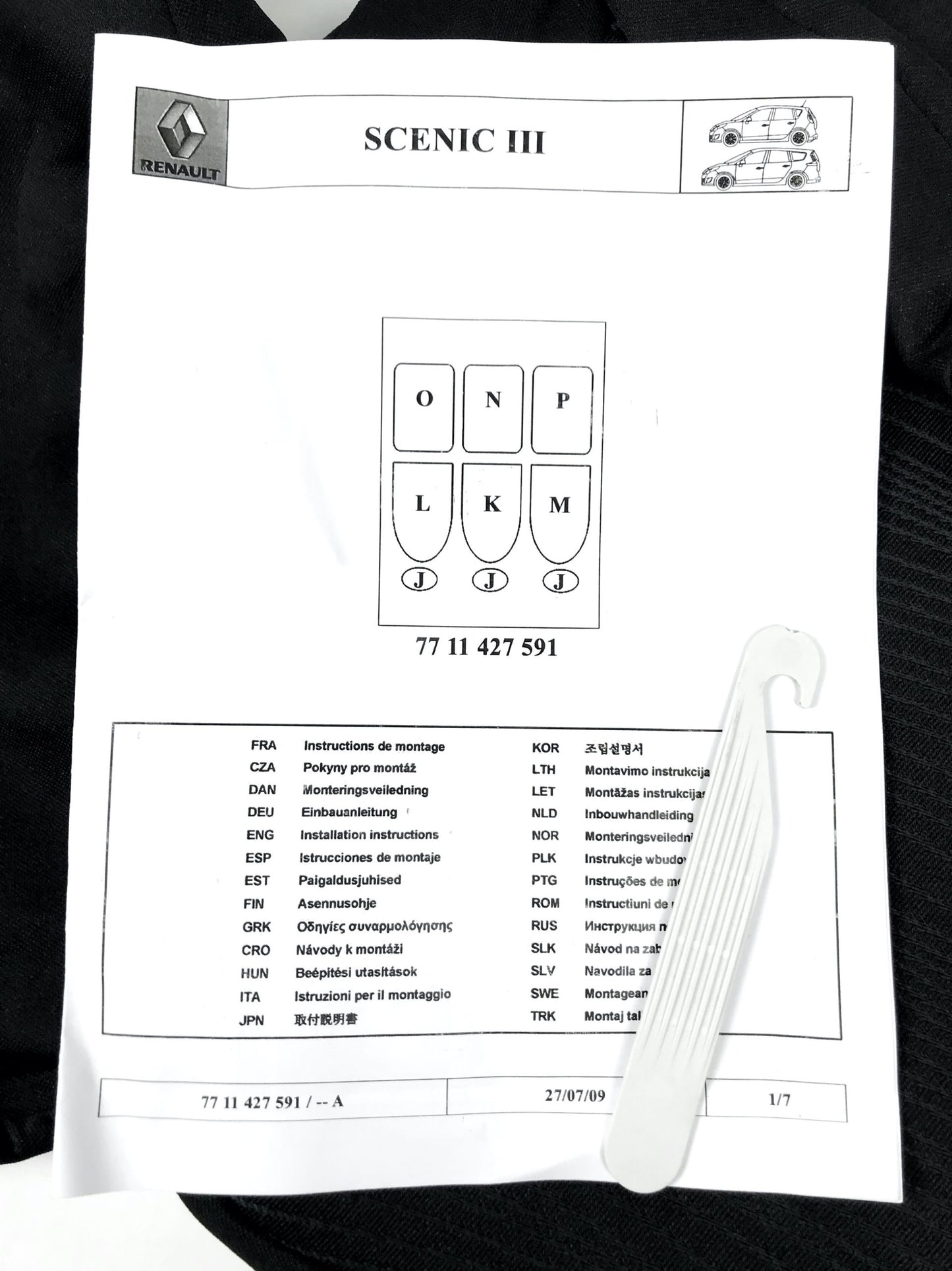 Pièce d'origine Housses de sièges arrière individuels pour Renault Scenic III 7711427591