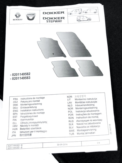 Pièce d'origine Jeu de tapis de sol pour Dacia Dokker Stepway 8201149582