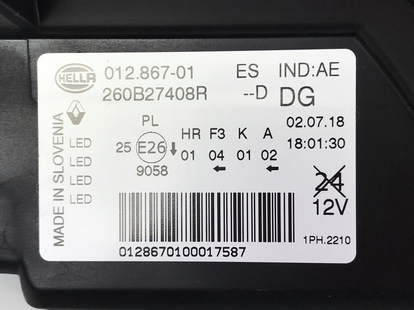 Pièce d'origine Feu antibrouillard avant gauche LED pour Renault Clio IV RS 260B27408R