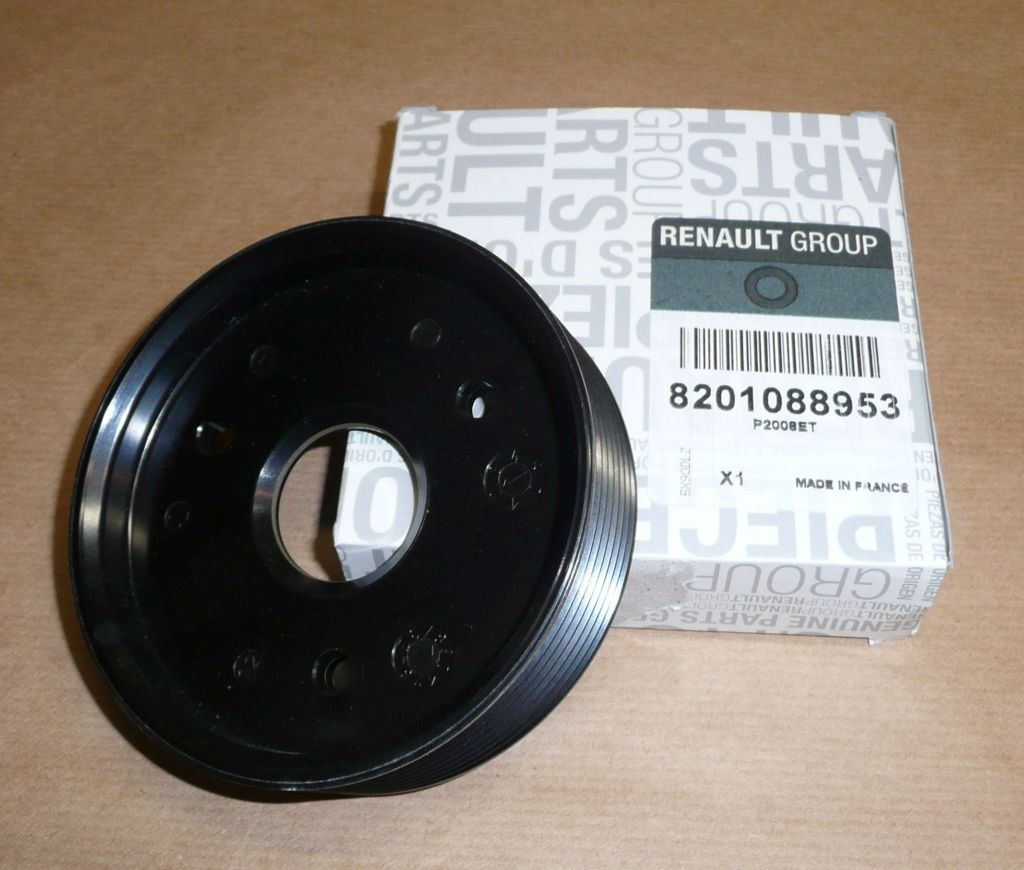 Poulie de pompe de direction assistée d’origine Renault — 3OT 7PK 103 mm 2.2DCI P — 8201088953 — photographie de la pièce