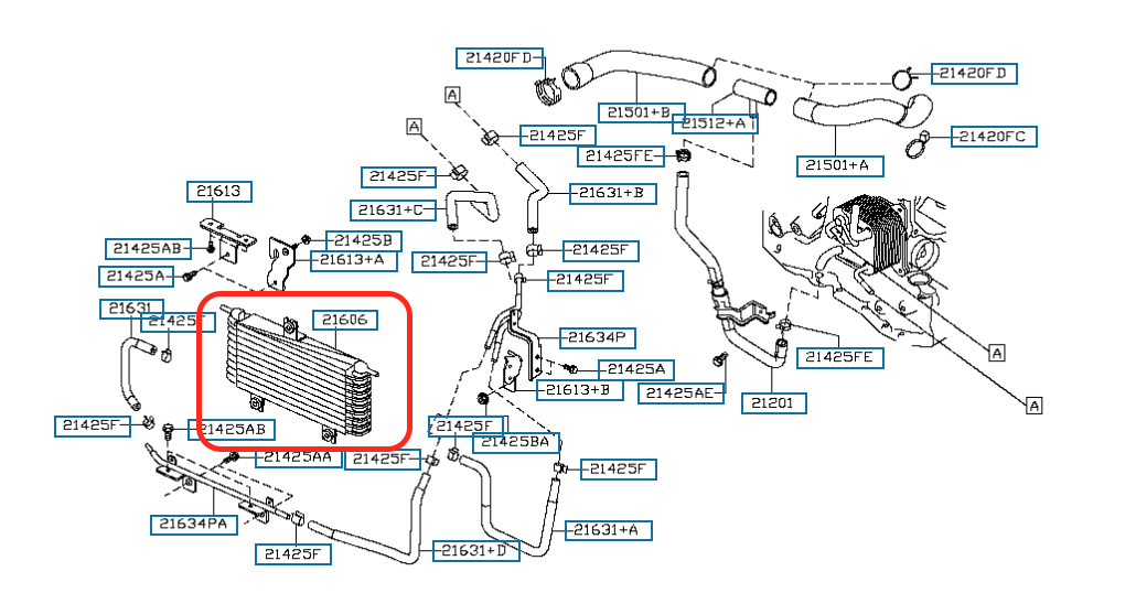 Pièce d'origine refroidisseur d'huile pour Nissan Qashqai 216064EA0A