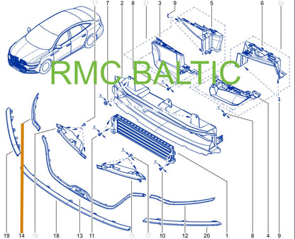 Pièce d'origine Baguette chromée de pare-chocs droite pour Renault Talisman 620743394R
