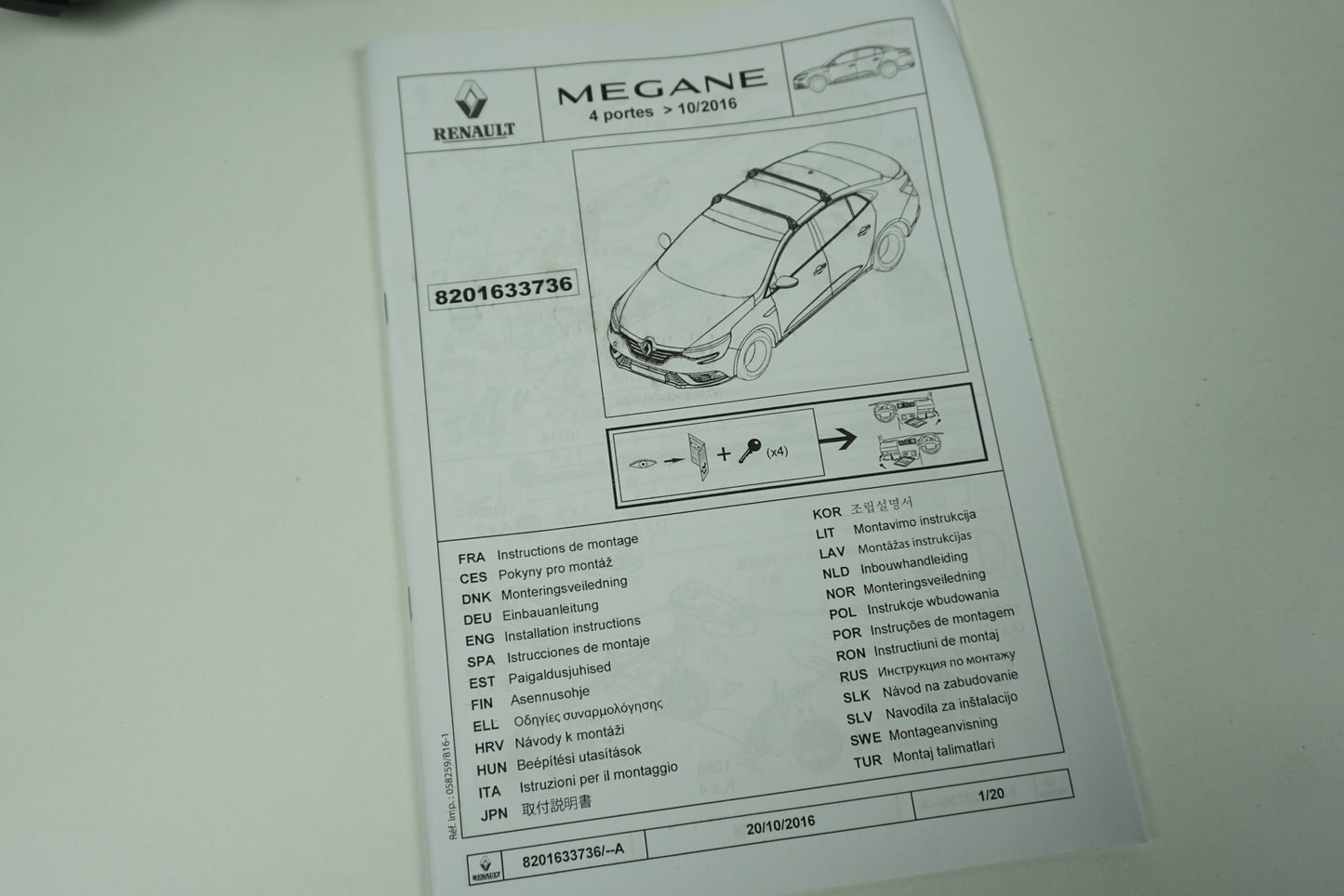 Pièce d'origine Jeu de rails de toit pour Renault Megane IV Grand Coupe 8201633736