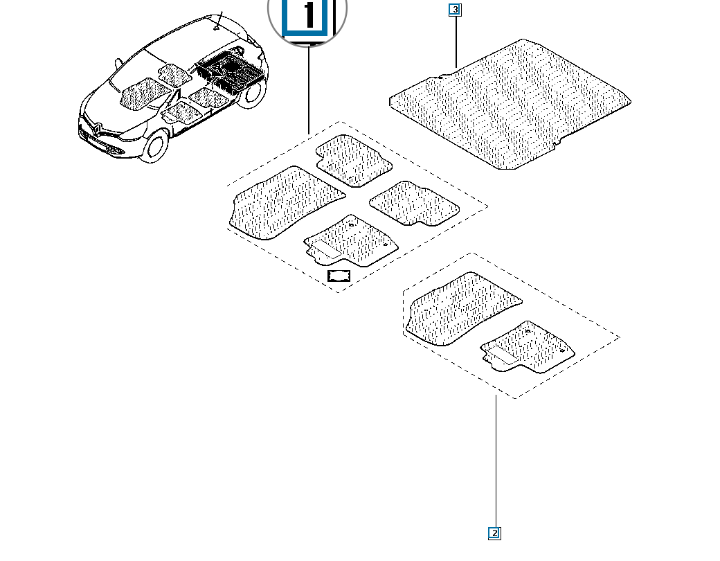Pièce d'origine Jeu de tapis de sol velours pour Renault Clio IV 8201606227