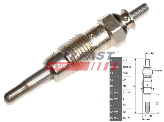 BOUGIE DE PRÉCHAUFFAGE FIAT DUCATO 94> 2.5 D/TD.