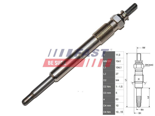 BOUGIE DE PRÉCHAUFFAGE FIAT DUCATO 02> 2.0 JTD/HDI.