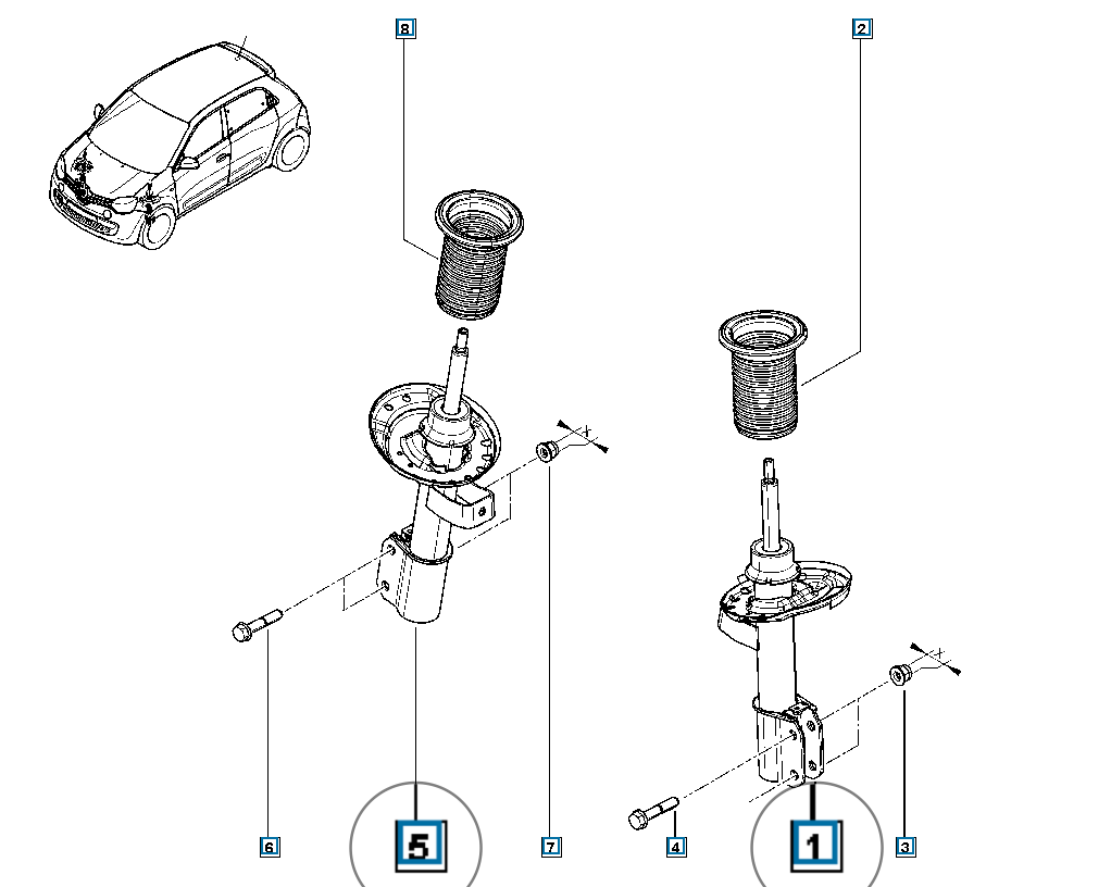 Pièce d'origine Amortisseur avant pour Renault Twingo III 543027472R