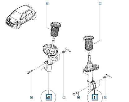 Pièce d'origine Amortisseur avant pour Renault Twingo III 543027472R