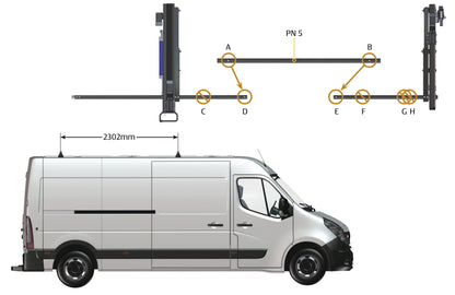 Pièce d'origine Porte-échelle pivotant sur galerie de toit pour Renault Master III 7711785885