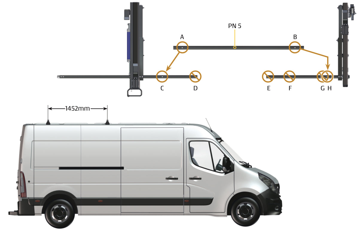 Pièce d'origine Porte-échelle pivotant sur galerie de toit pour Renault Master III 7711785885