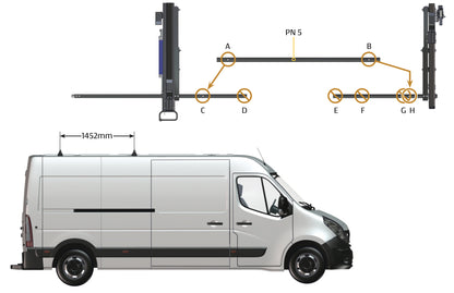 Pièce d'origine Porte-échelle pivotant sur galerie de toit pour Renault Master III 7711785885