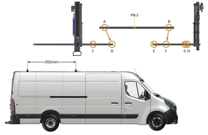 Pièce d'origine Porte-échelle pivotant sur galerie de toit pour Renault Master III 7711785885