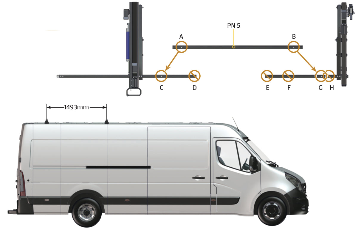 Pièce d'origine Porte-échelle pivotant sur galerie de toit pour Renault Master III 7711785885