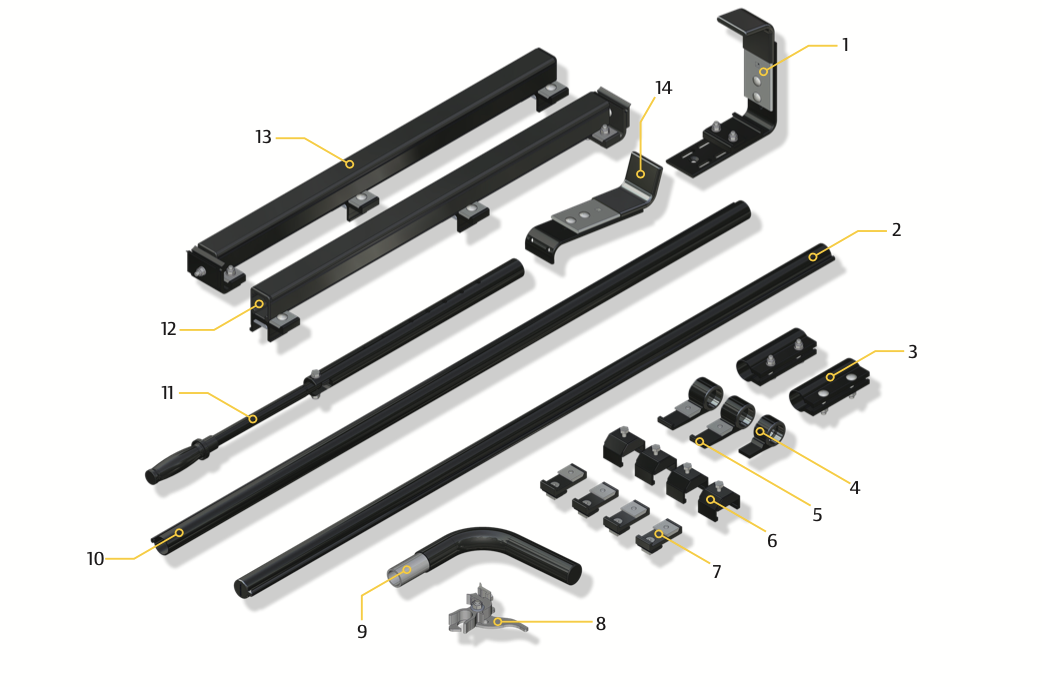 Pièce d'origine Porte-échelle pivotant sur galerie de toit pour Renault Trafic III Opel Vivaro 7711940243