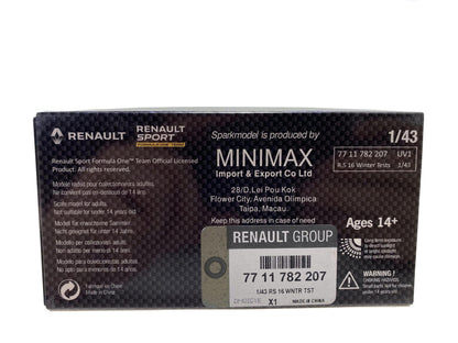 Pièce d'origine Voiture miniature Renault R.S.16 essais hivernaux F1 1:43 7711782207