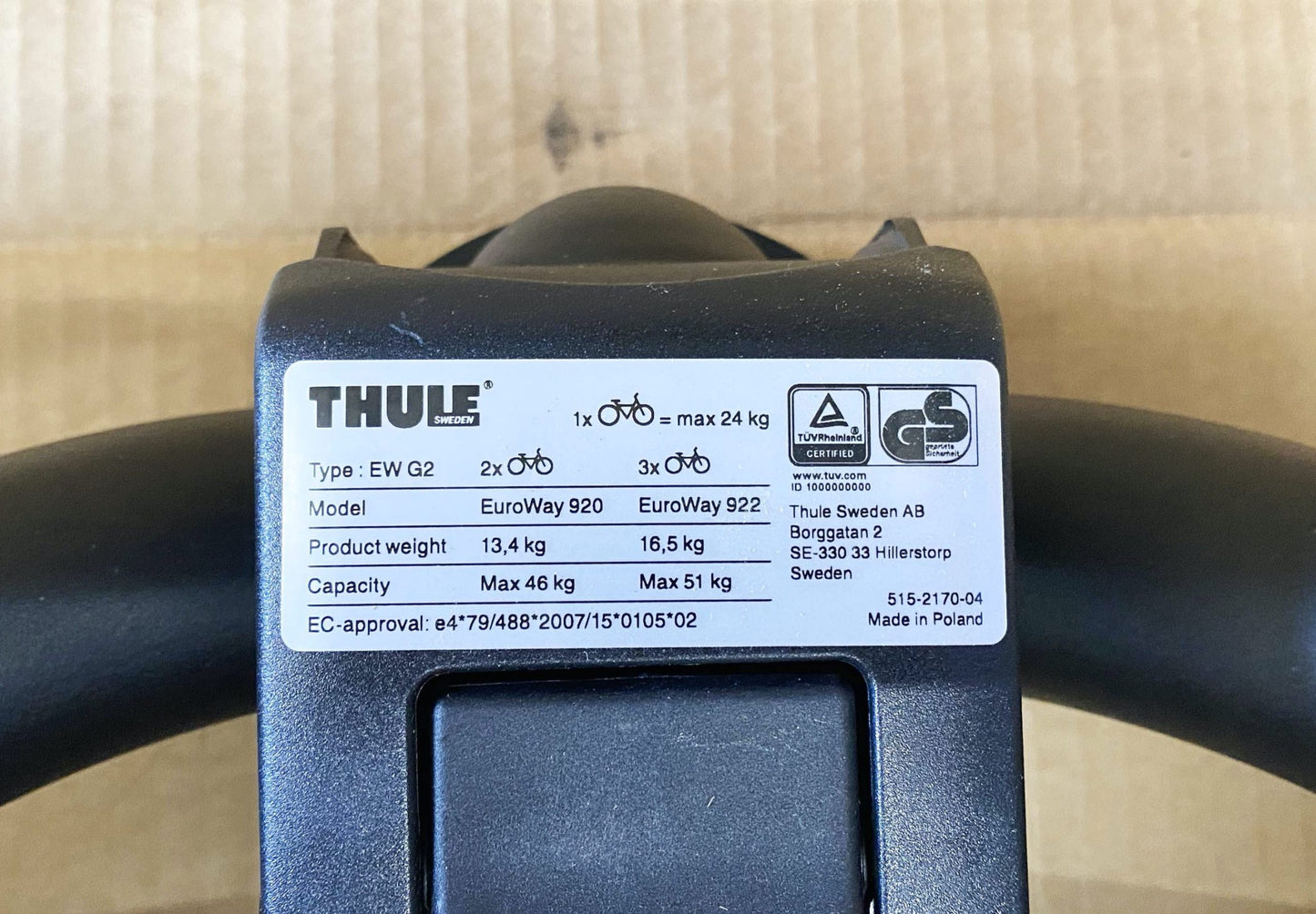 Pièce d'origine Porte-vélos Thule EuroWay 922 pour Renault 7711577332