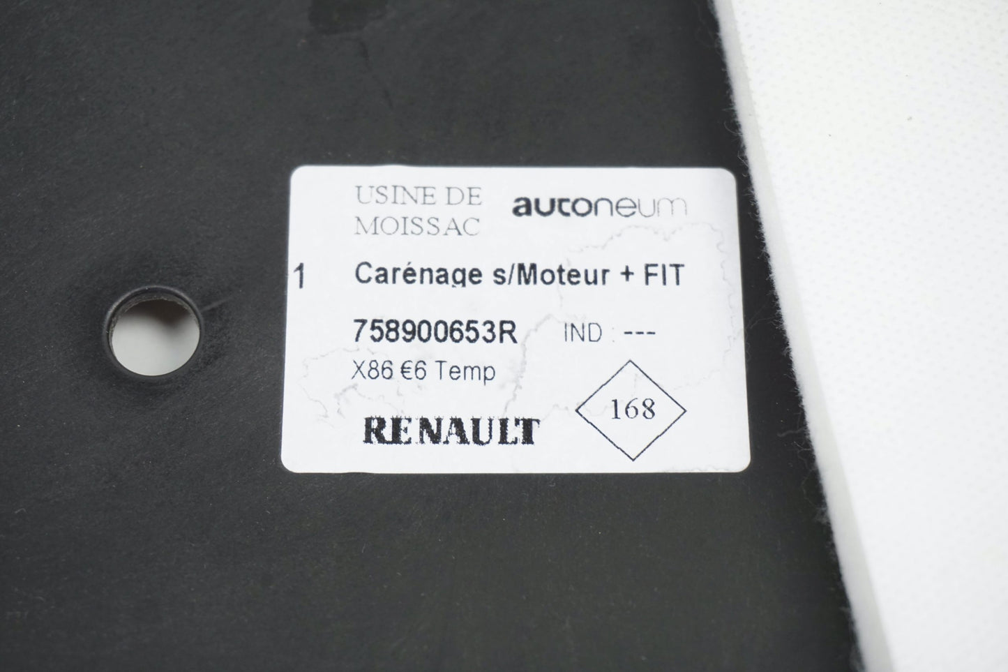 Pièce d'origine Cache sous moteur pour Renault Trafic III 758900653R