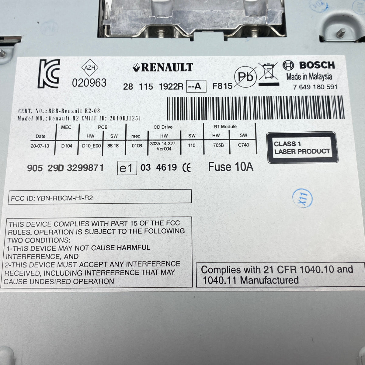 Pièce d'origine Autoradio pour Renault Koleos I 281151922R