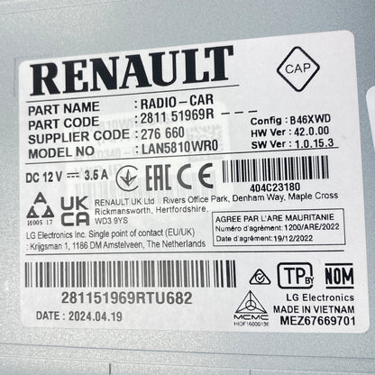Pièce d'origine Autoradio multimédia CarPlay Android pour Renault Master III Lift 281151969R
