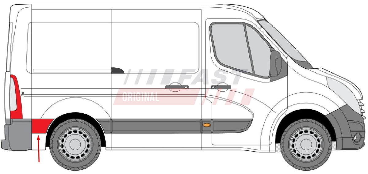 Baguette extérieure arrière, côté droit pour Renault Master III — FT90425 — vue 1