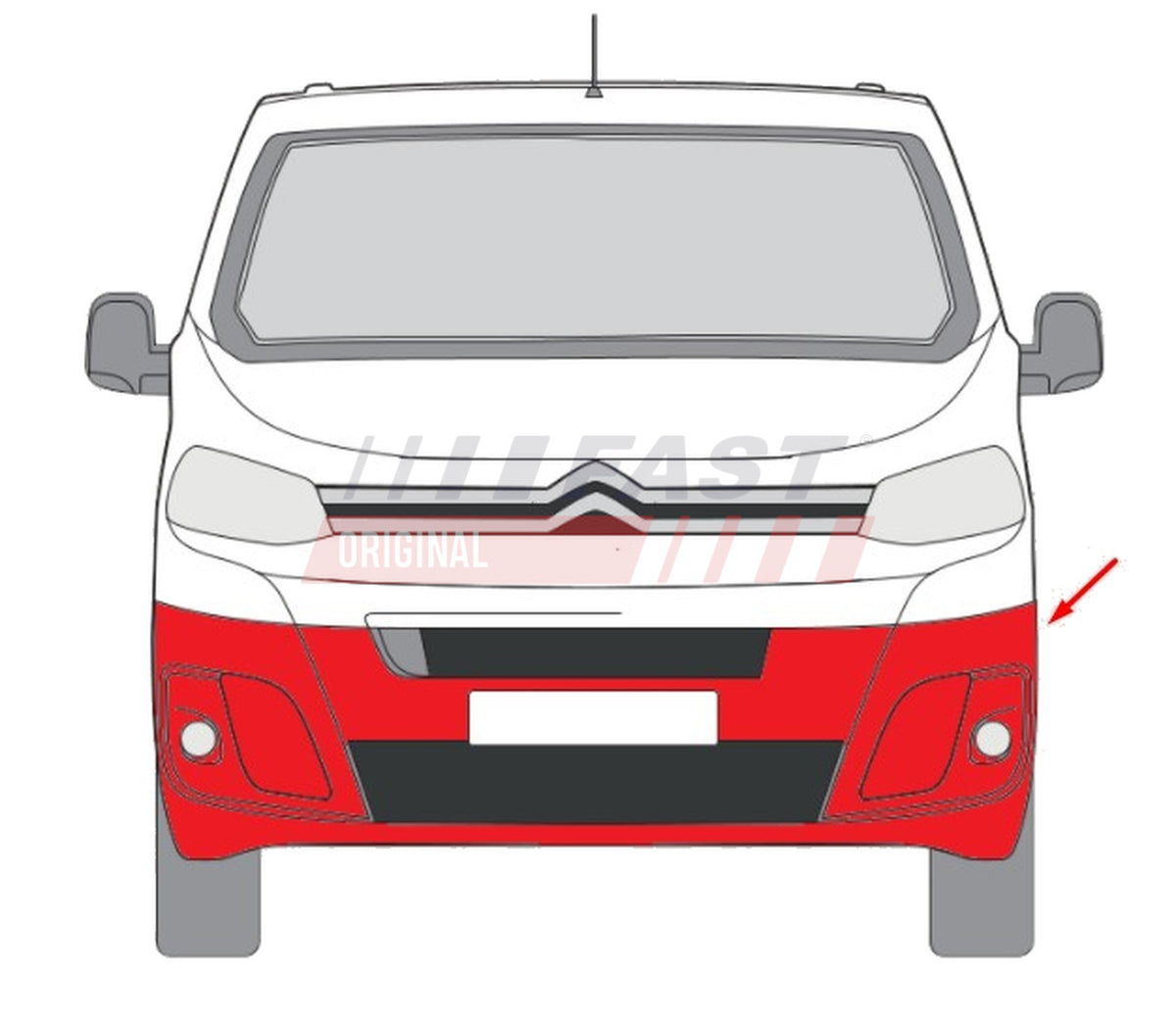 Pare-chocs avant pour Citroën Jumpy — FT91101G — vue 2