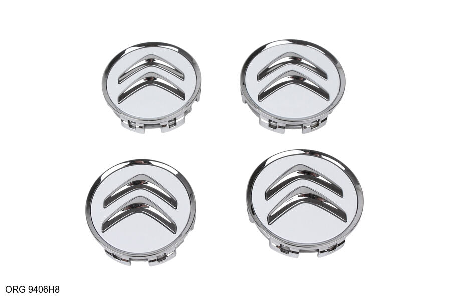 *Pièce d’origine cabochon de jante alliage pour Citroën C1 / Citroën C4 / Citroën C5 jeu complet - gris, 9406H8, 9406.H8.