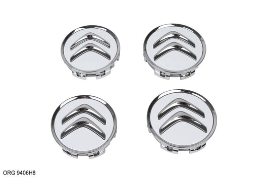 *Pièce d’origine cabochon de jante alliage pour Citroën C1 / Citroën C4 / Citroën C5 jeu complet - gris, 9406H8, 9406.H8.