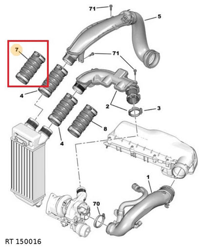 Durite d’admission d’air — Citroën / Peugeot — 1.6 — 16 soupapes, côté gauche — RT 150016 — vue 3