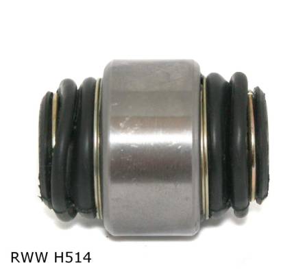 Silentbloc de bras de suspension — Peugeot 406 — arrière — côté porte-fusée — articulation flottante — RWW H514 — vue 1