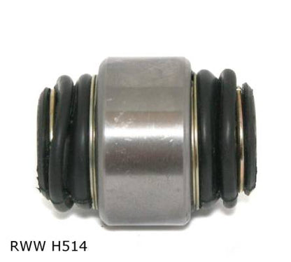 Silentbloc de bras de suspension — Peugeot 406 — arrière — côté porte-fusée — articulation flottante — RWW H514 — vue 1