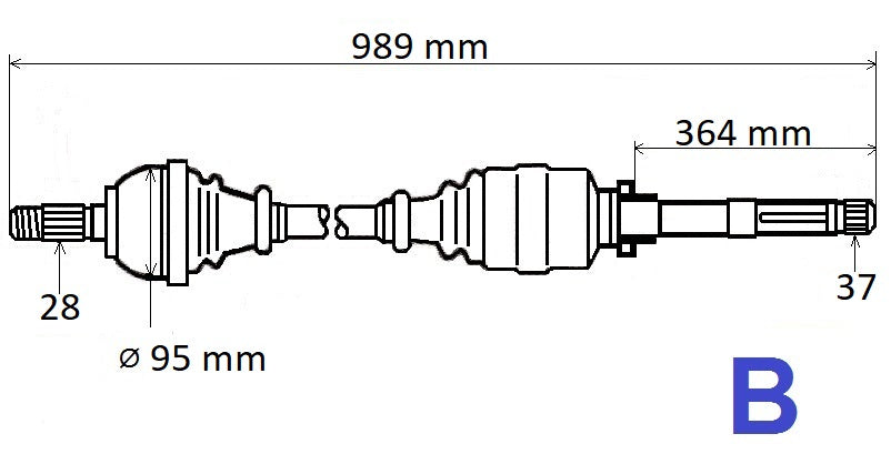 Arbre de transmission côté droit pour Citroën Jumpy IV 2.0Bluehdi — T6294 — vue 1