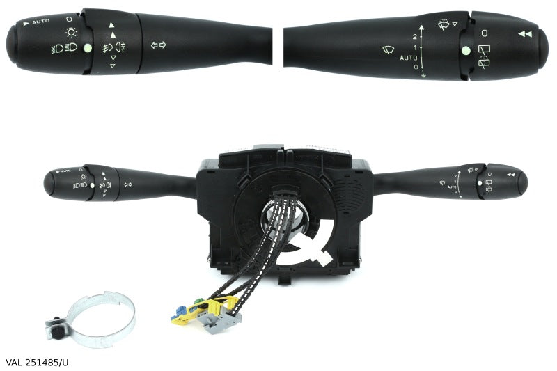 Bloc de commandes sous volant — Peugeot 307 — avec commande d’antibrouillards et d’ordinateur de bord — VAL 251485/U — vue 3