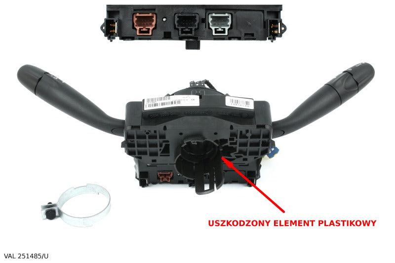 Bloc de commandes sous volant — Peugeot 307 — avec commande d’antibrouillards et d’ordinateur de bord — VAL 251485/U — vue 1