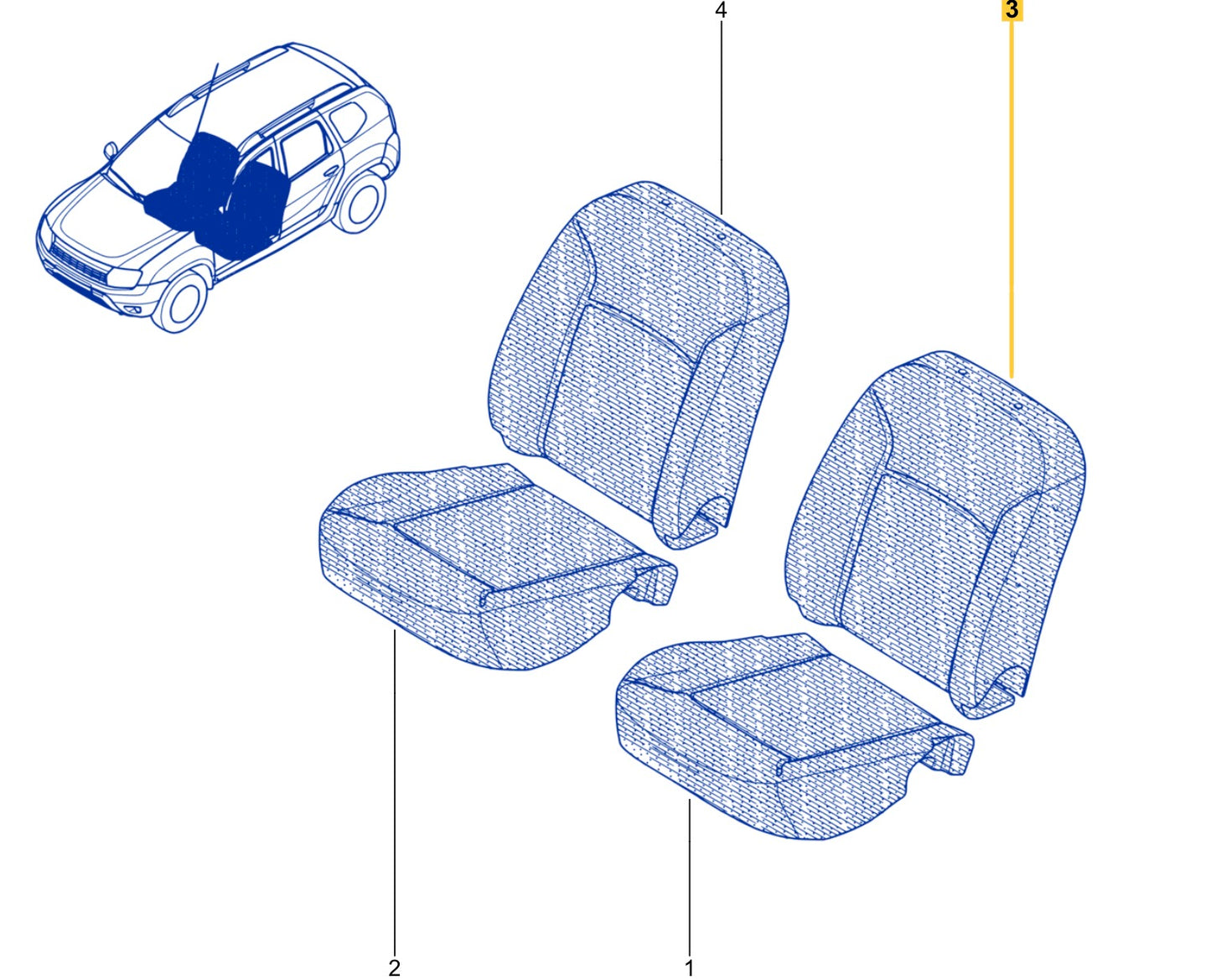 Pièce d'origine Housse de dossier de siège gauche pour Dacia Duster I 876700624R