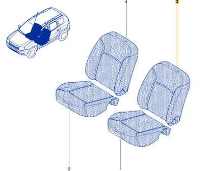 Pièce d'origine Housse de dossier de siège gauche pour Dacia Duster I 876700624R