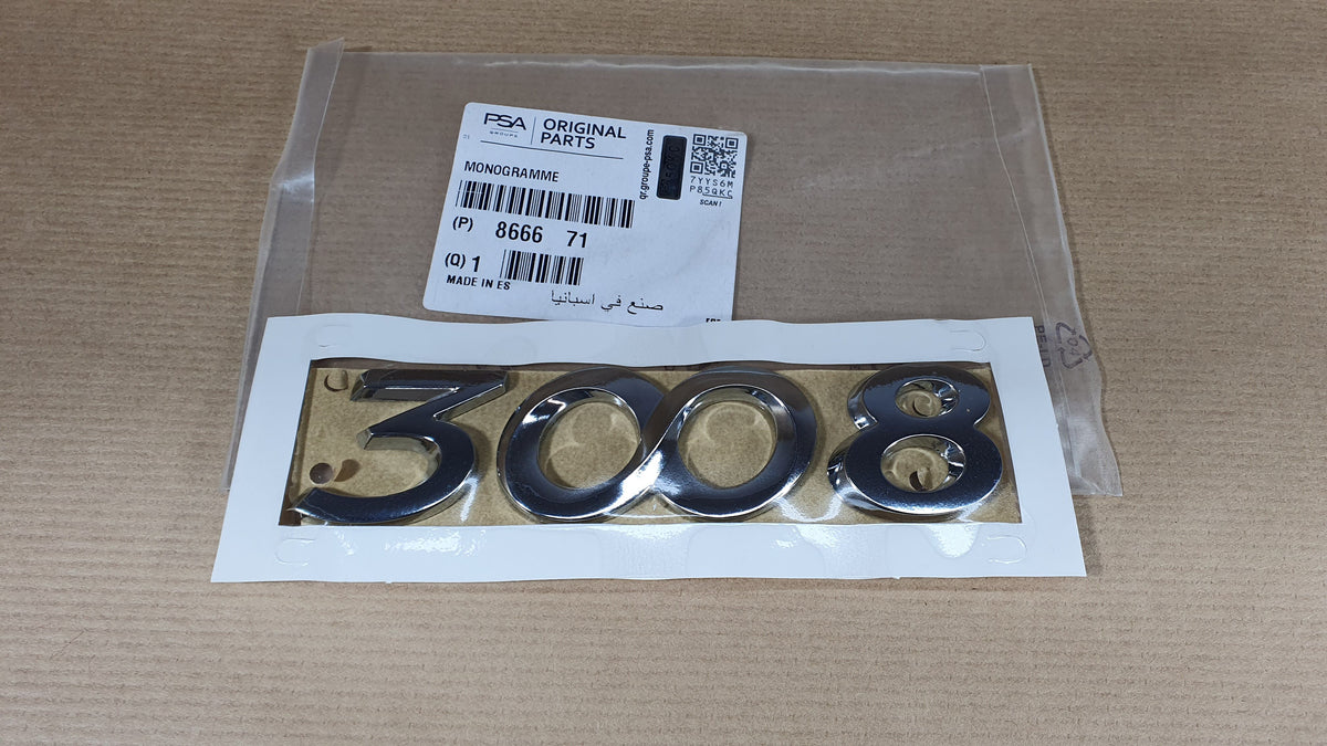 Emblème arrière pour Peugeot 3008 — 8666.71 — vue 1