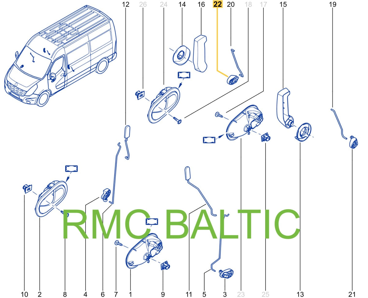 Pièce d'origine Clip de levier de serrure de porte pour Renault Master III 8200776737