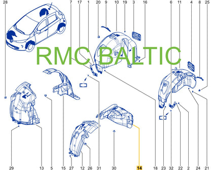 Pièce d'origine Pare-boue avant gauche pour Renault 638430739R